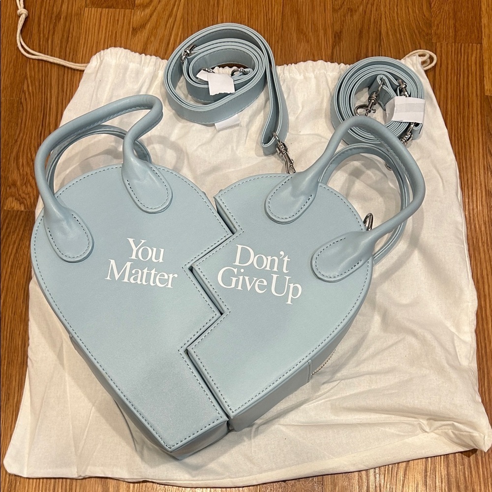 Praying you matter don’t give up magnet Heart-Shaped Blue Handbag crossbody